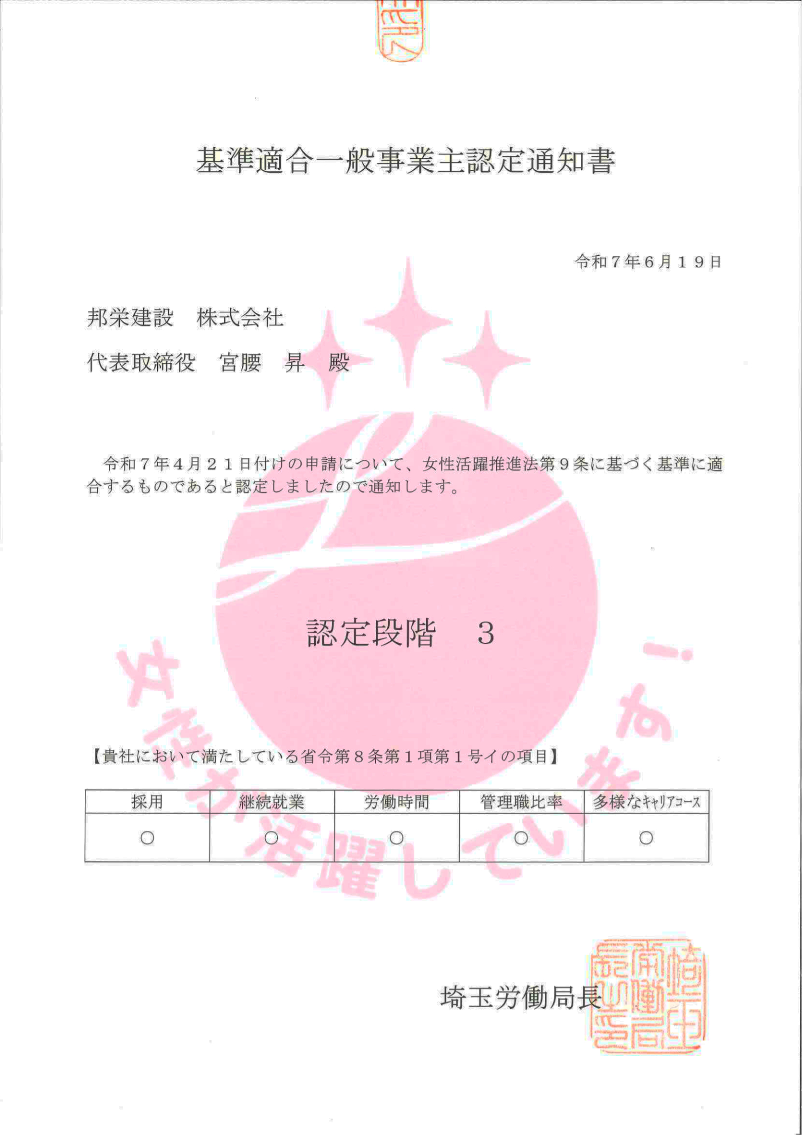 えるぼし認定3段目